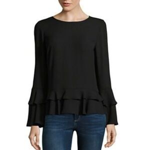 A.N.A. Ruffle Hem Bell sleeve top Black Size M
